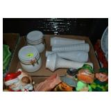 Milkglass Bud Vases & Cannister