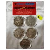 1922 Silver Peace Dollar Lot of 5