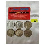 1964 Kennedy Half Dollars Lot of 6