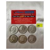 1964 Kennedy Half Dollars Lot of 6