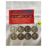 1941-1964 Silver Quarters  8 Coins