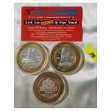 Silver Casino Tokens x 3