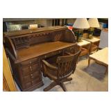 Roll Top Desk & Office Chair