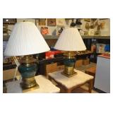 Pair of Brass & Pottery Lamps (Heavy)