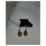 Sterling Silver & Yellow Jade Earrings