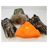 Camo Gloves, Fur Lined Hat & Stocking Cap