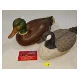 Hand Carved Canadian Goose & Ceramic Mallard