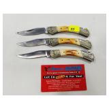 Trio Stag Handle Pocket Knives