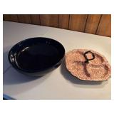 Fiesta cobalt blue bowl and antique serving dish