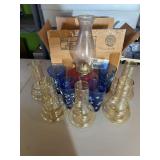Oil lamp, globes, Glasses