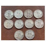 10 1942 Walking Liberty Half Dollars