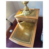 Pair of leather top end tables
