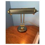 Brass banker style lamp