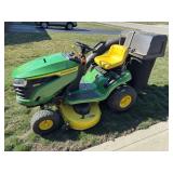 John Deere S100 riding mower with bagger