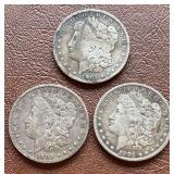 3 1901 “O” Morgan Dollars. Some rim damage on all 3