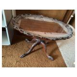 Antique glass top serving table