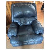 Dark blue leather rocking chair recliner