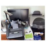 Electronics lot: monitor, keyboard, fax machine, printer
