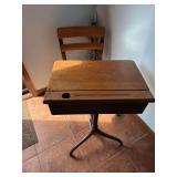 Old school desk with chair