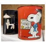 Snoopy and poodle trash cans