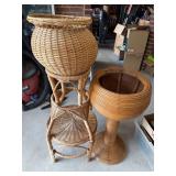 Wicker or rattan plant stands