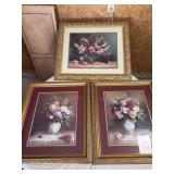 5 large framed floral art prints