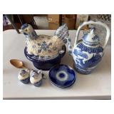 Blue and white decorative items