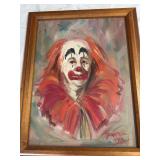 Framed clown oil on canvas