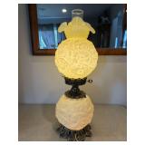 Fenton satin custard Gone With The Wind lamp. 23' tall GWTW