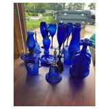 Large lot of cobalt blue glassware