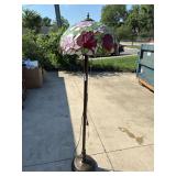 Stained glass style rose floor lamp