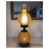 Fenton amber poppy Gone With The Wind lamp. 23' tall GWTW