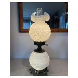 Fenton white poppy Gone With The Wind lamp. 23' tall GWTW