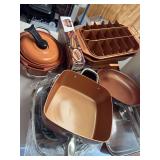 Large lot of copper chef pots and pans, etc
