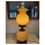 Fenton butterscotch cabbage rose GWTW lamp