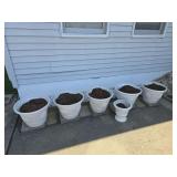 6 white planters