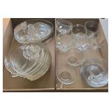 2 flats of clear glass snack sets