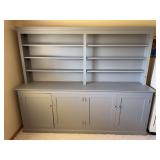Large antique store display or book case 8’ wide by 77” tall by 21” deep.