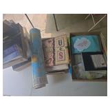Lot of scrapbooking and crafting supplies as shown. Assorted creative supply group suitable for paper crafts, card making, journaling, scrapbooking, stamping, embellishments, mixed media, and other cr