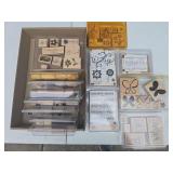Flat of scrapbooking stamps as shown. Assorted crafting and scrapbooking stamp group with decorative designs suitable for card making, journaling, paper crafts, and creative projects.