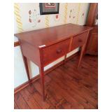Custom-built tall sideboard or serving table by Eric Morrison of Granville, Ohio. Features two drawers and handcrafted wood construction. Measures approximately 41 in. tall x 48 in. long x 20 in. deep