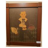 Pair of antique-style framed canvas paintings depicting traditional scenes. Decorative wall art with ornate frames and textured canvas surfaces. Likely modern reproductions in the style of earlier Eur
