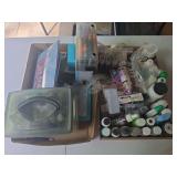 Two flats of art, crafting, and scrapbooking supplies as shown. Assorted creative supply group suitable for paper crafts, card making, journaling, scrapbooking, mixed media, drawing, and other craft p