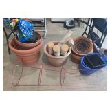 Lot of planters and stool