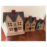 Shaker-style cardboard home décor pieces with village and household-themed imagery. Decorative wall display group with simple country, folk art, and primitive-style appeal. Suitable for farmhouse, co