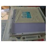 Five small totes of scrapbook pages and stickers as shown. Assorted crafting and scrapbooking supplies suitable for card making, journaling, paper crafts, mixed media, embellishments, and other creati