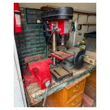 Bench vice and drill press