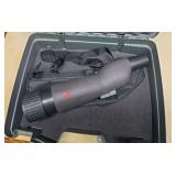 Simmons Model 846060P 20-60x60mm angled spotting scope with fitted hard case and soft carrying case as shown.