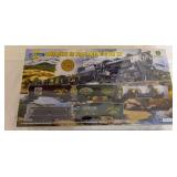 Athearn John Deere Collector’s Edition HO scale Rolling Stock Set, 5th in a series and dated 2001. Includes flat car with two 1:87 scale Model B tractors, three boxcars and bay-window caboose; numbe
