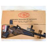 CBC Model 722 .22 LR pistol with wood stock, black grip panels and original CBC box as shown. Stored off site.